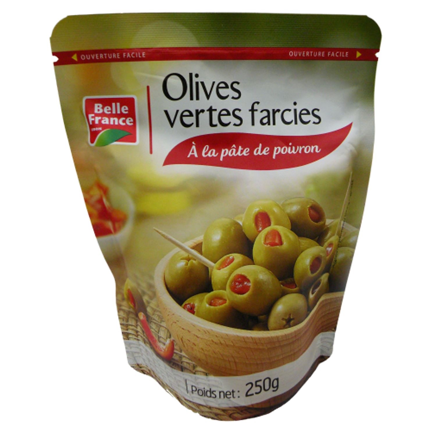 Olives farcies à la pâte de poivrons